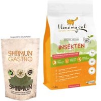 I love my cat Sparset für Katzen mit Pankreatitis: Trockenfutter mit Insektenprotein +Shiimun Gastro