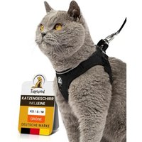 Tierhood Softgeschirr Katze mit Leine anthrazit/ schwarz XS