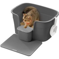 FEANDREA Katzentoilette für große Katzen mit hohen Seitenwänden dunkelgrau