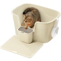 FEANDREA Katzentoilette für große Katzen mit hohen Seitenwänden hellgelb