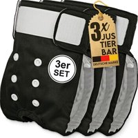 HUND IST KÖNIG Windeln für Hündinnen, saugstarke Windeln, 3-Fach justierbar für festen Sitz schwarz L