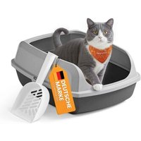 FEANDREA Katzenklo mit hohen Seitenwänden, offene Katzentoilette, mit Schaufel