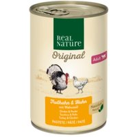 REAL NATURE Original Nassfutter Katze, Adult, Truthahn und Huhn mit Walnussöl 6x400 g