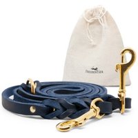 Freudentier Hundeleine aus Leder 2m, geflochten & 3-fach verstellbar königsblau 1,2 cm