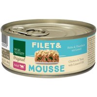 REAL NATURE Original Nassfutter Katze, Adult, Filet & Mousse Huhn und Thunfisch mit Leinöl 12x85 g