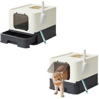 FEANDREA 2er Katzentoilette, mit Deckel schwarz