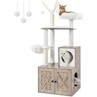 FEANDREA Kratzbaum mit Katzenklo-Schrank 2-in-1 grau