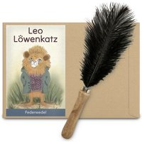 LEO LÖWENKATZ Federwedel für Katzen mit einer echten Straußenfeder