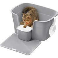 FEANDREA Katzentoilette für große Katzen mit hohen Seitenwänden grau