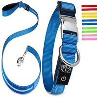 Petsation Leuchthalsband + Leine blau XS