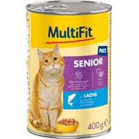 MultiFit Nassfutter Katze Senior, Paté, mit Lachs 6x400 g