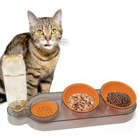Catobel Futterbar mit 2 Näpfen und Wasserspender orange