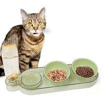 Catobel Futterbar mit 2 Näpfen und Wasserspender grün