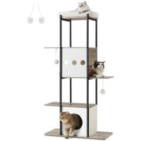 FEANDREA  Kratzbaum modern Katzenturm grau/ weiß