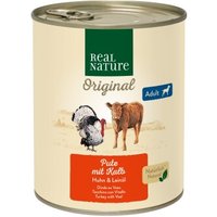 REAL NATURE Nassfutter Hund, Adult, Pute mit Kalb 6x800 g