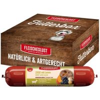 Fleischeslust Nassfutter Hund Adult Futterbox Ziege, Lamm, Steckrübe, Kürbis & Heidelbeere 6x800 g