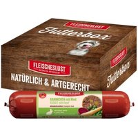 Fleischeslust Nassfutter Hund Adult Futterbox Kaninchen, Rind, Erbse, Birne & rote Bete 6x800 g