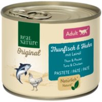 REAL NATURE Original Nassfutter Katze, Adult Thunfisch und Huhn mit Leinöl 12x200 g