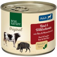 REAL NATURE Nassfutter Hund, Adult, Rind und Wildschwein 24x200 g