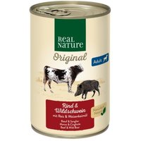 REAL NATURE Nassfutter Hund, Adult, Rind und Wildschwein 6x400 g