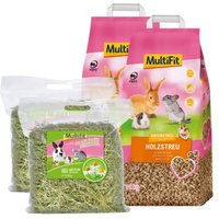 MultiFit 4er Set Holzstreu & Heu mit Kamille 11,5 kg