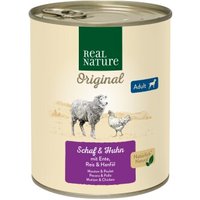 REAL NATURE Nassfutter Hund, Adult, Schaf und Huhn 6x800 g