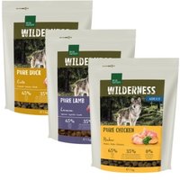 REAL NATURE WILDERNESS Trockenfutter Hund, Adult 3x1 kg Probierpaket 6, Ente, Huhn, Lamm