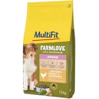 MultiFit Farmlove Trockenfutter Hund Junior, mit Geflügel, Spinat & Pastinake 12 kg