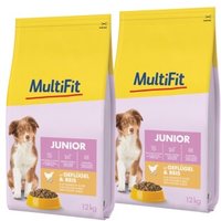 MultiFit Trockenfutter Hund Junior, mit Geflügel & Reis 2x12 kg