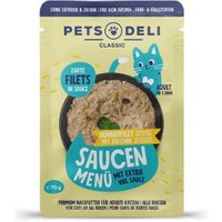 Pets Deli Nassfutter Katze Adult Saucen Menü Hühnerfilet mit Zucchini 12x70 g
