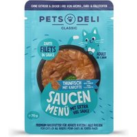 Pets Deli Nassfutter Katze Adult Saucen Menü Thunfisch mit Karotte 12x70 g