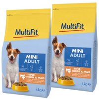 MultiFit Trockenfutter Hund Adult, Mini, mit Rind, Huhn & Mais 2x4 kg
