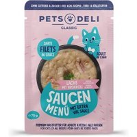 Pets Deli Nassfutter Katze Adult Saucen Menü Lachs mit Brokkoli 12x70 g