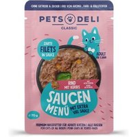 Pets Deli Nassfutter Katze Adult Saucen Menü Rind mit Kürbis 12x70 g