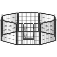 FEANDREA L-XXL Hundezaun 8 Platten transportabel schwarz 1,2 m, 1,2 m, 60 cm