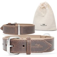 Freudentier gefüttertes Halsband aus Leder dunkelbraun 57 cm, 3,5 cm