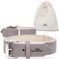 Freudentier gefüttertes Halsband aus Leder braun/ grau 47 cm, 3 cm