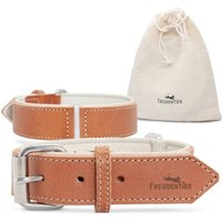 Freudentier gefüttertes Halsband aus Leder cognac 52 cm, 3,5 cm