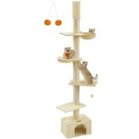 FEANDREA Kratzbaum deckenhoch 231-291cm mehrstufig beige