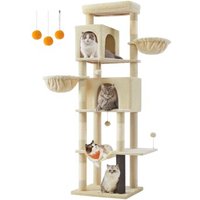 FEANDREA Kratzbaum XXL mehrstöckig mit Höhlen beige