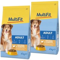 MultiFit Trockenfutter Hund Adult, mit Geflügel & Karotte 2x4 kg