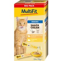 MultiFit SnackCream Katze 24 x 15 g Big Pack 2 Sorten Geflügelleber und Käse