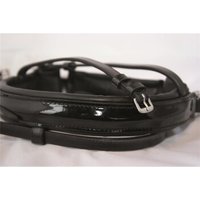 Hans Melzer Horse Equipment Hans Melzer Reithalfter breit LACK schwedisch kombiniert schwarz unterlegt WB (Warmblut)