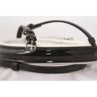 Hans Melzer Horse Equipment Hans Melzer Reithalfter breit LACK englisch kombiniert weiß unterlegt WB (Warmblut)