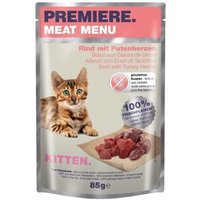 PREMIERE Meat Menu Kitten mit Rind und Putenherzen 48x85 g