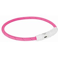 Trixie Flash Leuchtring USB, Nylon pink L-XL
