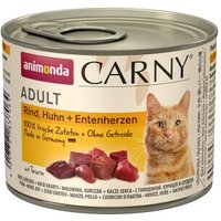 animonda Carny Nassfutter Katze Adult Rind, Huhn und Entenherzen 6x200 g
