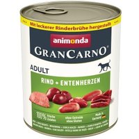 animonda GranCarno Original Nassfutter Hund Adult, Rind und Entenherzen 6x800 g