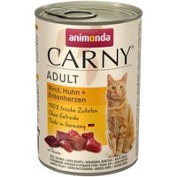 animonda Carny Nassfutter Katze Adult 6x400 g Rind, Huhn und Entenherzen