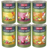 animonda GranCarno Superfoods Nassfutter Hund Adult, Mixpaket 6x400 g